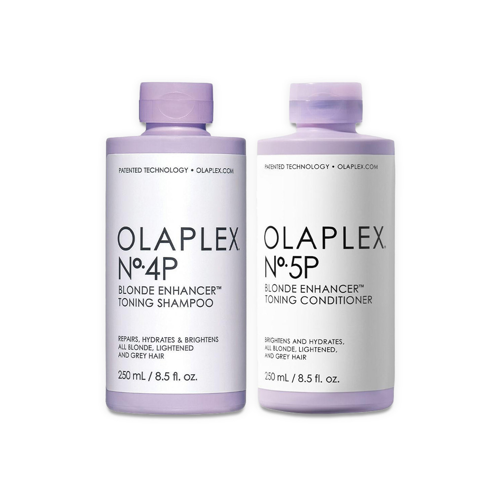 OLAPLEX No. 4P Shampoing Cheveux Blonds Tonifiant et Renforcement & Après-Shampoing No. 5P Cheveux Blonds Tonifiant et Renforcement